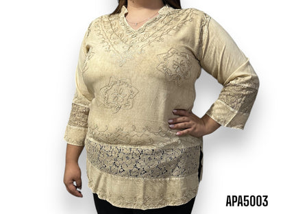 Blusa de Dama Beige con Bordado Unitalla (M)