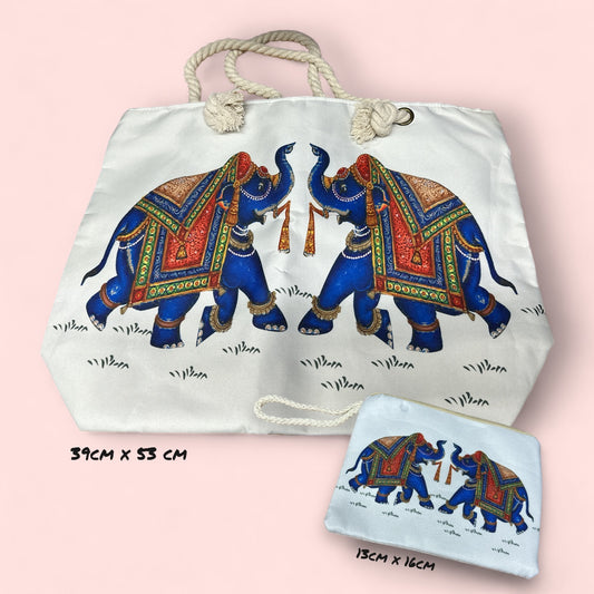 Set de Bolso Cartera con Monedero Estampado Elefante