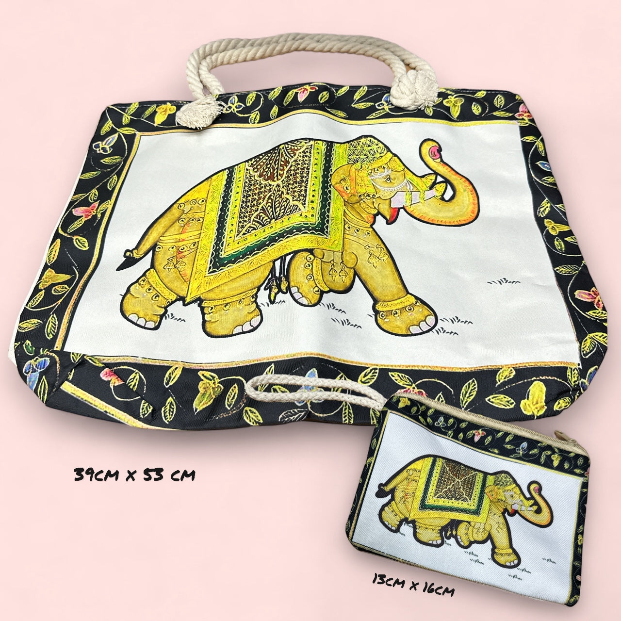 Set de Bolso Cartera con Monedero Estampado Elefante