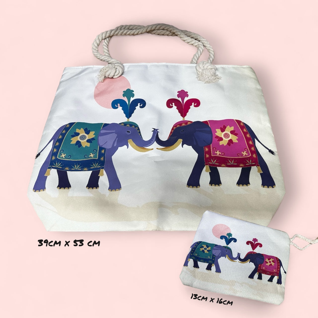 Set de Bolso Cartera con Monedero Estampado Elefante