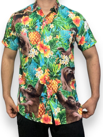 Camisa Hawaiana de Caballero Oso Perezoso Limón