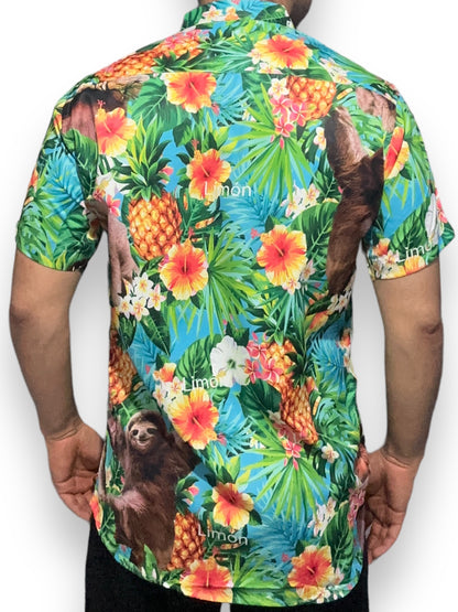 Camisa Hawaiana de Caballero Oso Perezoso Limón