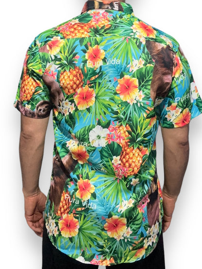 Camisa Hawaiana de Caballero Oso Perezoso Pura Vida