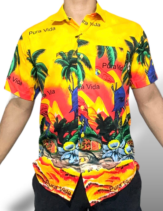 Camisa Hawaiana Playera Caribeña de Caballero Estampado Palmera