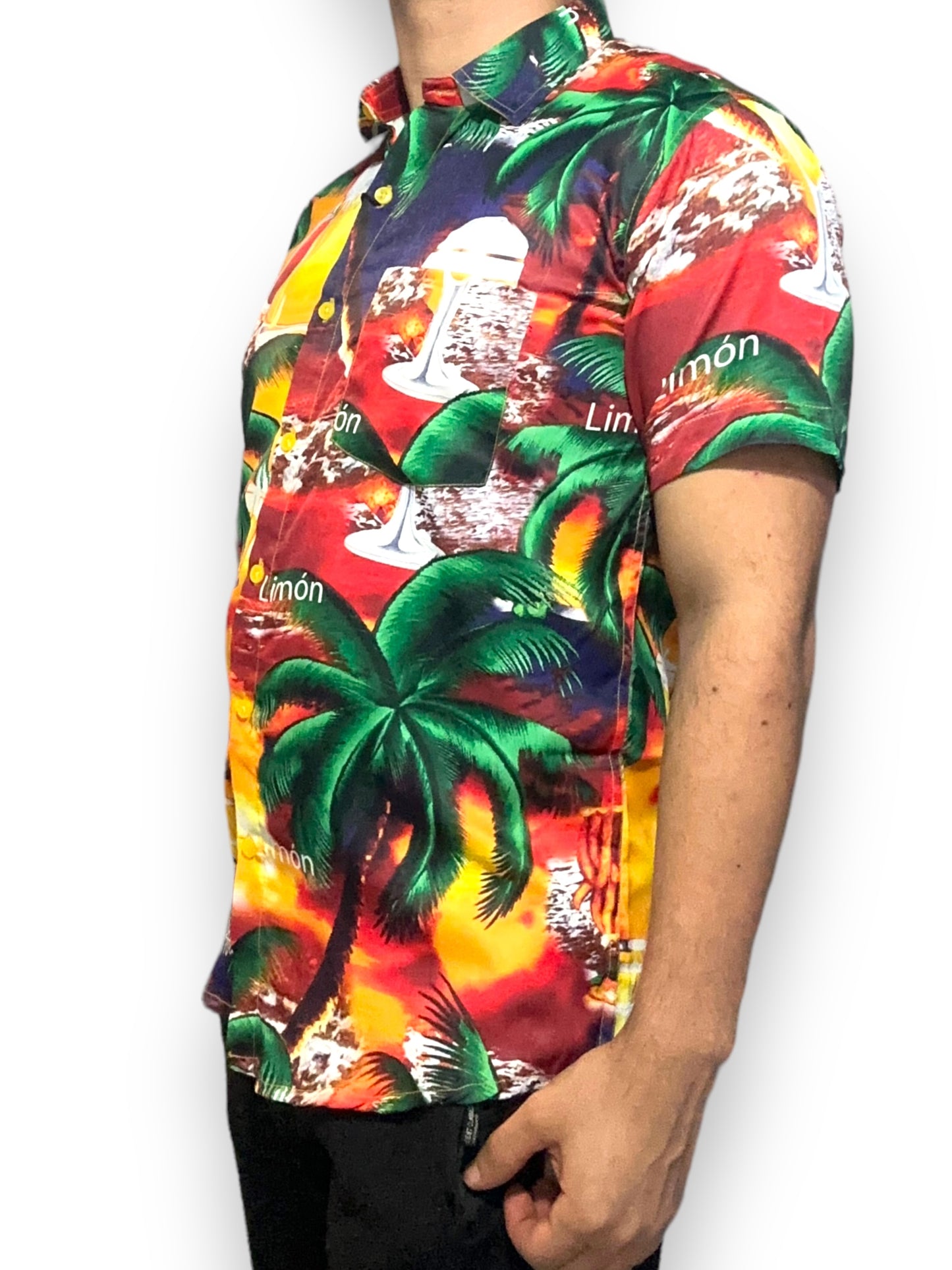 Camisa Hawaiana de Caballero Estampado Cerveza Limón