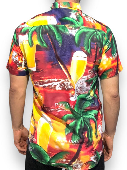 Camisa Hawaiana de Caballero Estampado Cerveza Pura Vida