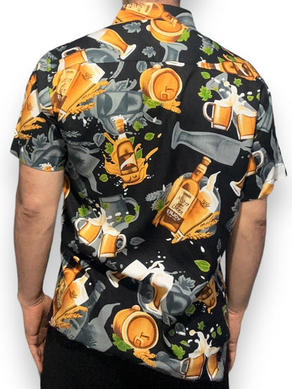 Camisa Hawaiana de Caballero Estampado de Cervezas