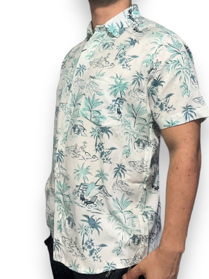 Camisa Hawaiana de Caballero Estampado de Palmeras