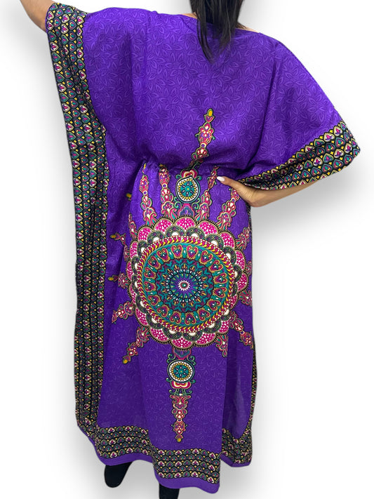 Vestido Largo Estampado Afrocaribeño Morado