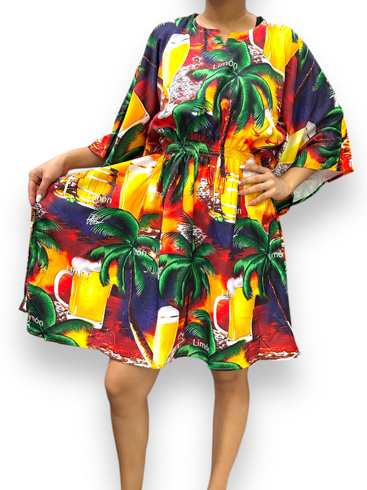 Vestido Hawaiano de Dama Estampado Playero