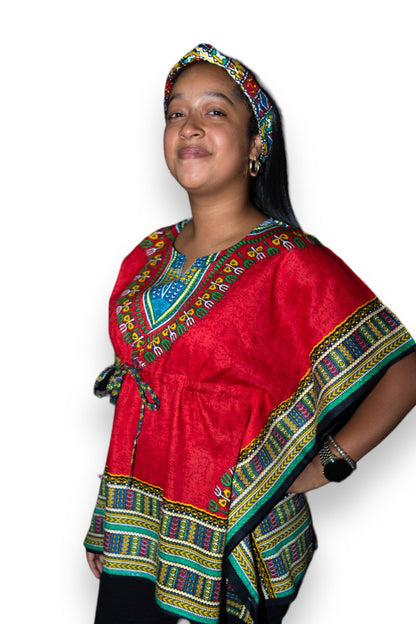 Manta Juvenil con Estampado Afrocaribeño Rojo