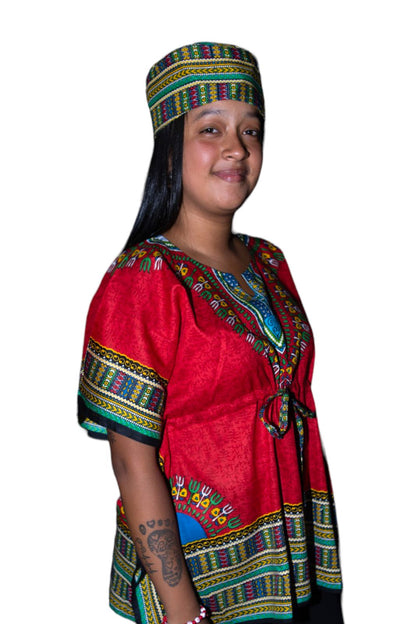 Manta Juvenil con Estampado Afrocaribeño Rojo