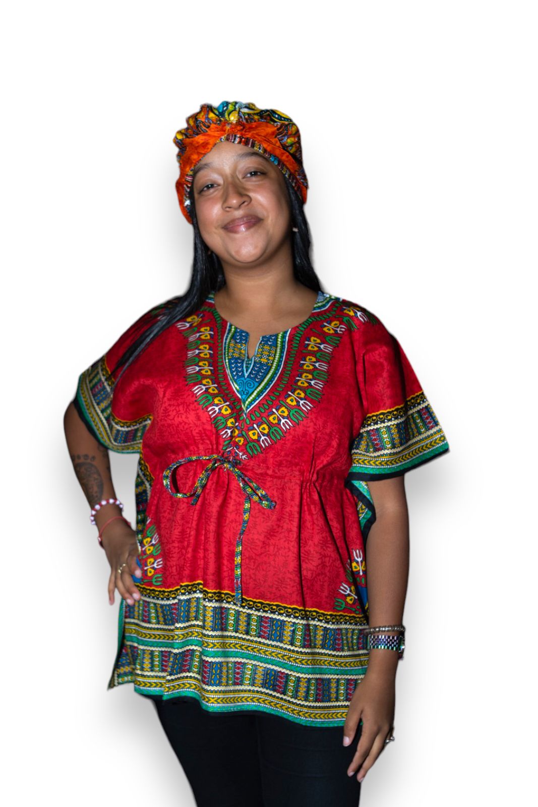 Manta Juvenil con Estampado Afrocaribeño Rojo