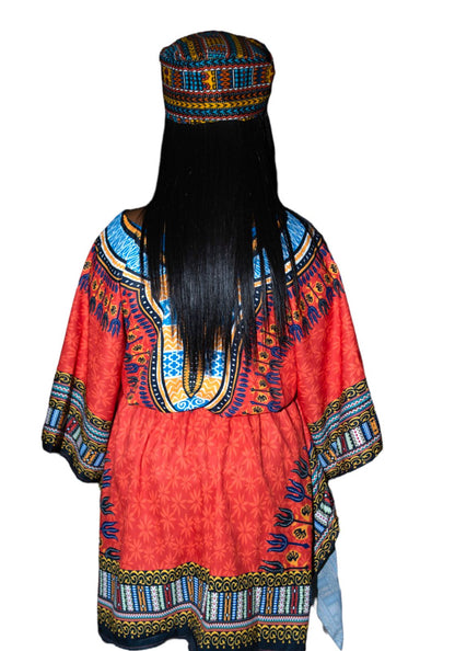 Top Blusa de Dama con Estampado Afrocaribeño Naranja