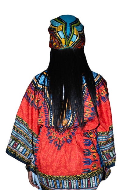 Top Blusa de Dama con Estampado Afrocaribeño Naranja