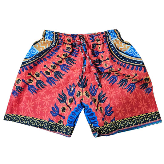 Short Afrocaribeño de Niños Unisex Estampado Naranja