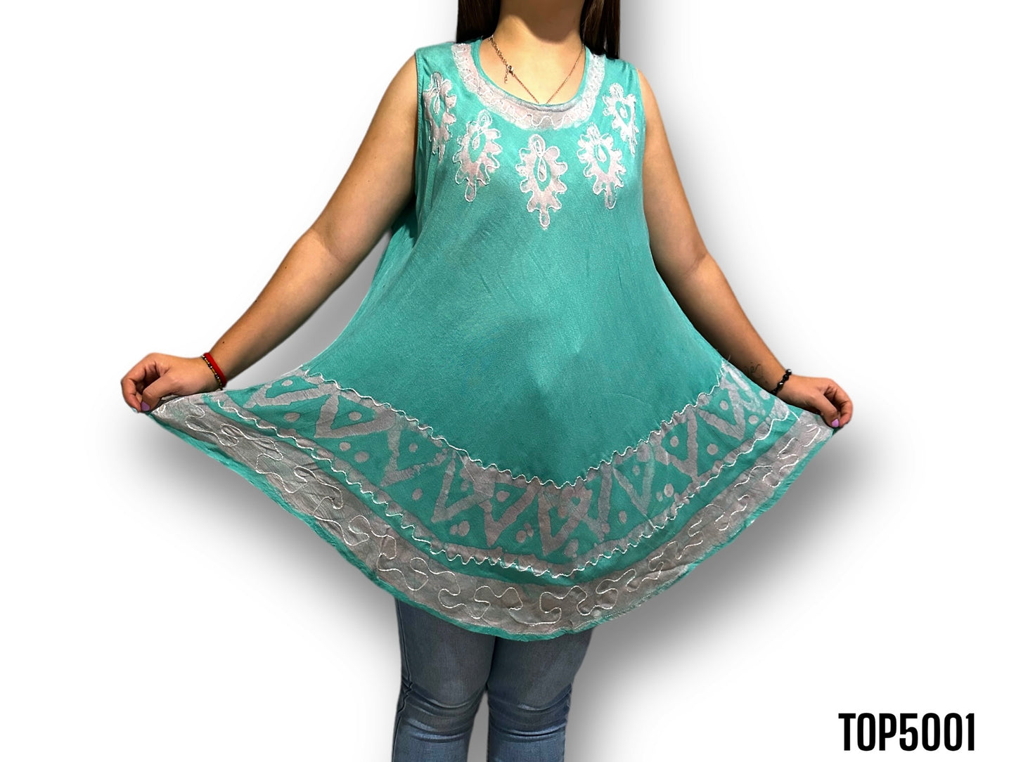 Blusa de Dama Turquesa sin Mangas