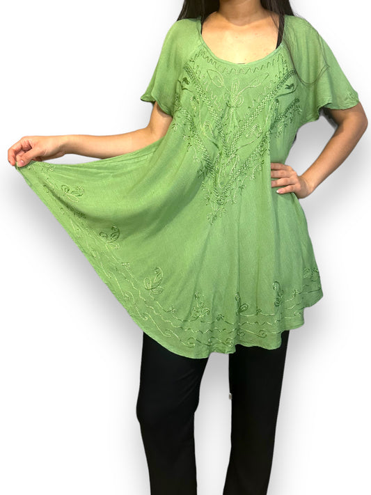 Blusa de Dama Verde con Mangas