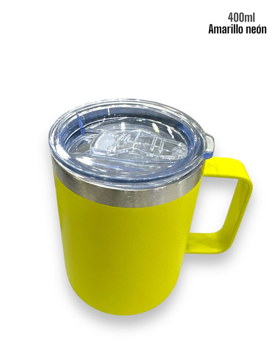 Vaso Térmico 400ml con Agarradera Amarillo